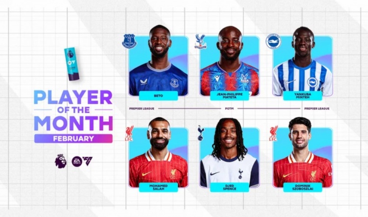 英超2月最佳候選：貝托、馬特塔、明特、薩拉赫、斯賓塞、索博