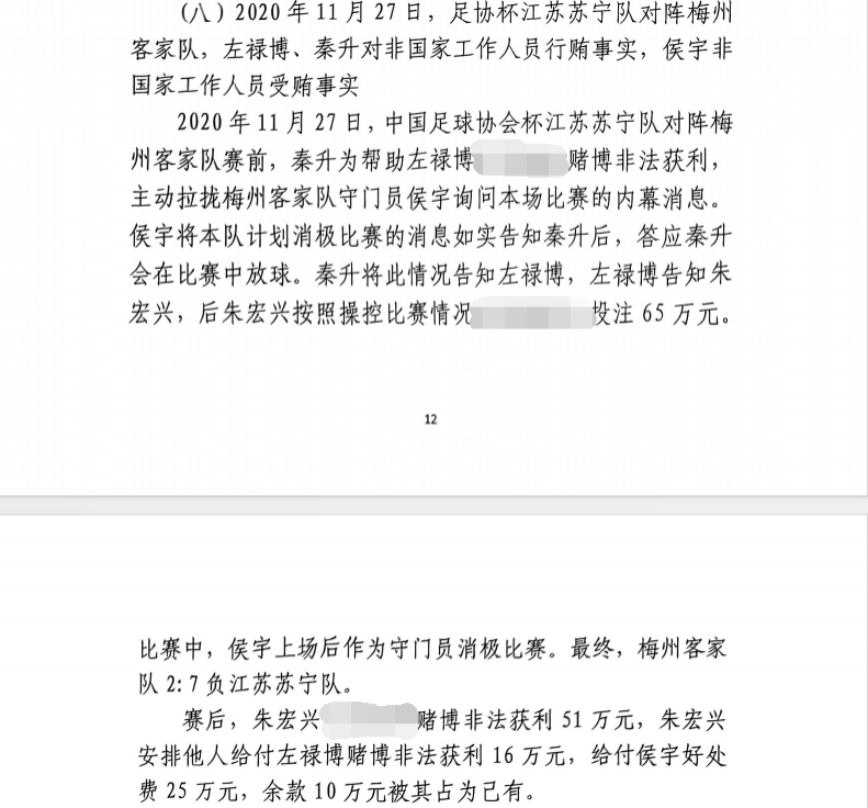 網(wǎng)傳判決書：足協(xié)杯梅州2-7江蘇，梅州門將侯宇收25萬消極比賽
